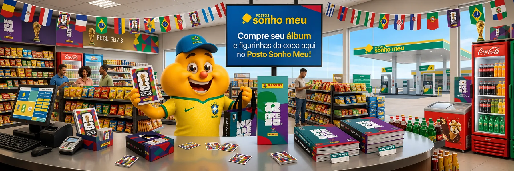 Album e figurinhas da copa no Posto Sonho Meu